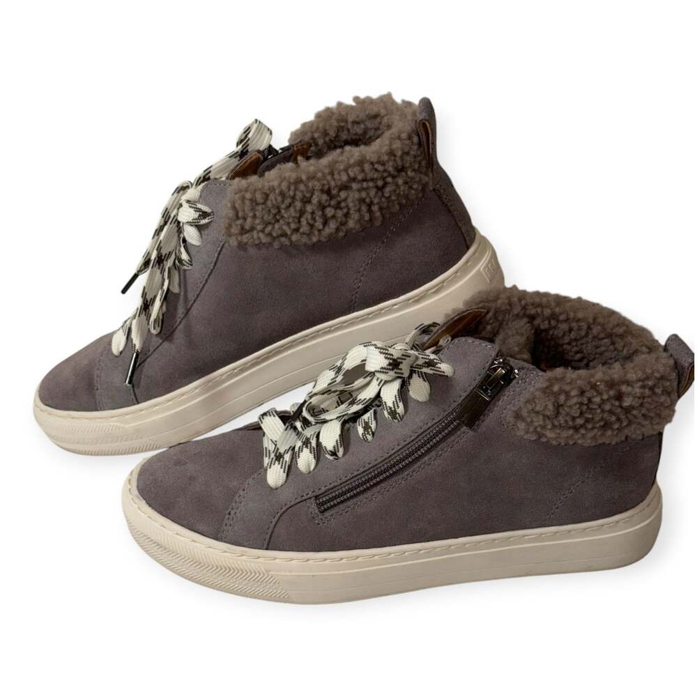 Frankie4 Miles Leather Sneakers, Women's 7, Gray Shearling, Luxe, Casual